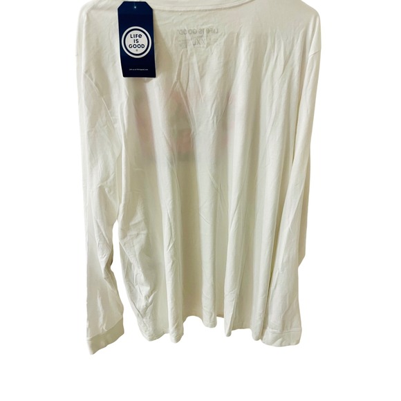 Life is Good Good Vibes Beach White NWT Long Sleeve Tee XXL Womens Casual Top - Picture 4 of 9